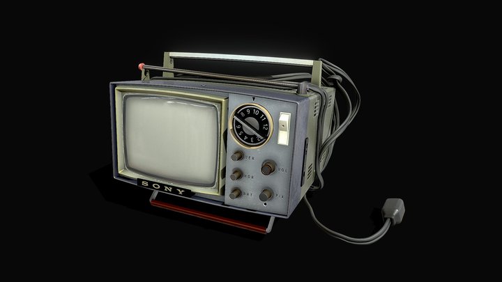 Sony 1960s portable TV 3D Model