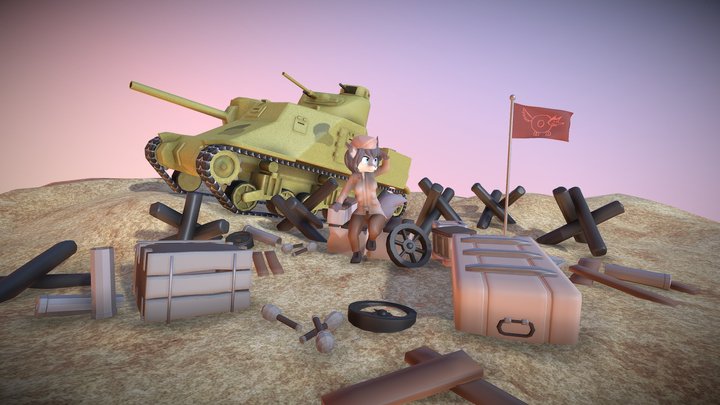 A fox and her tank. 3D Model