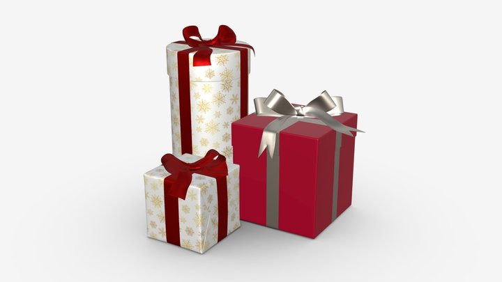 Christmas gifts wrapped 01 3D Model
