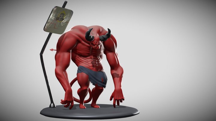 A demon waiting for the bus 3D Model
