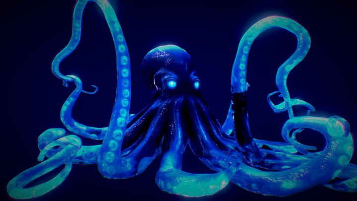 Octopus blue animal 3D Model