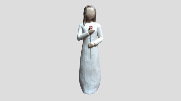 Statue of girl with a rose 3D Model
