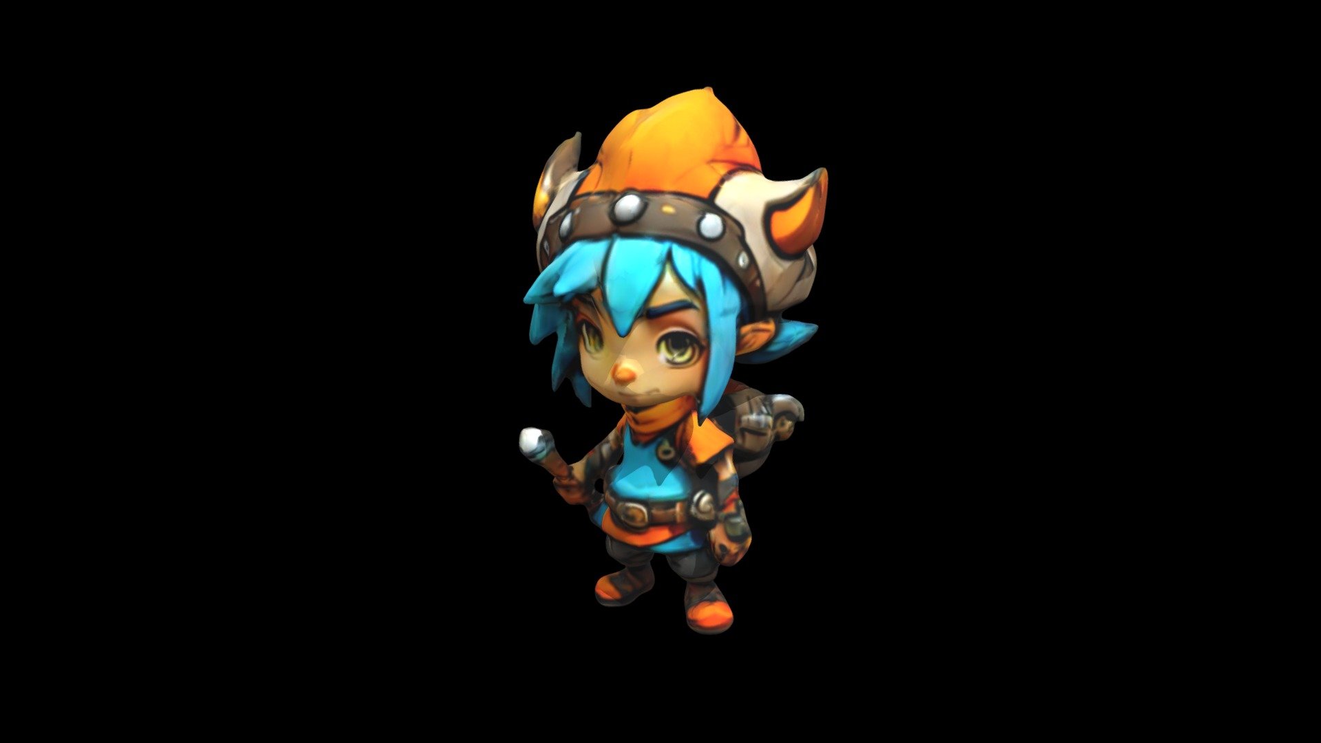 a cartoon character with blue hair and a horn - Download Free 3D model ...