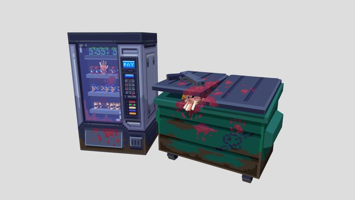 Pixelized Horror Scene 3D Model