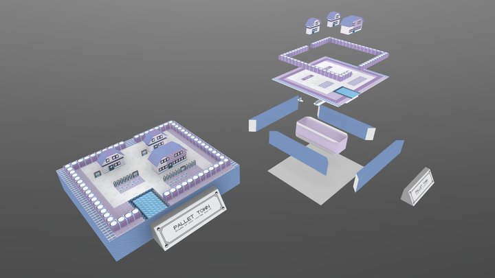 Pallet Town // PokéCities Papercraft Model 3D Model