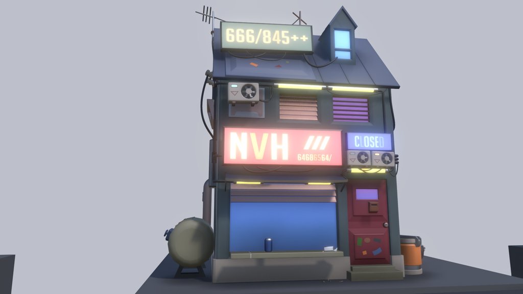HW 4 Cyberpunk Sci-fi Building