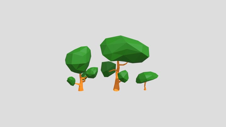 Big Low Poly Trees Collection 3D Model