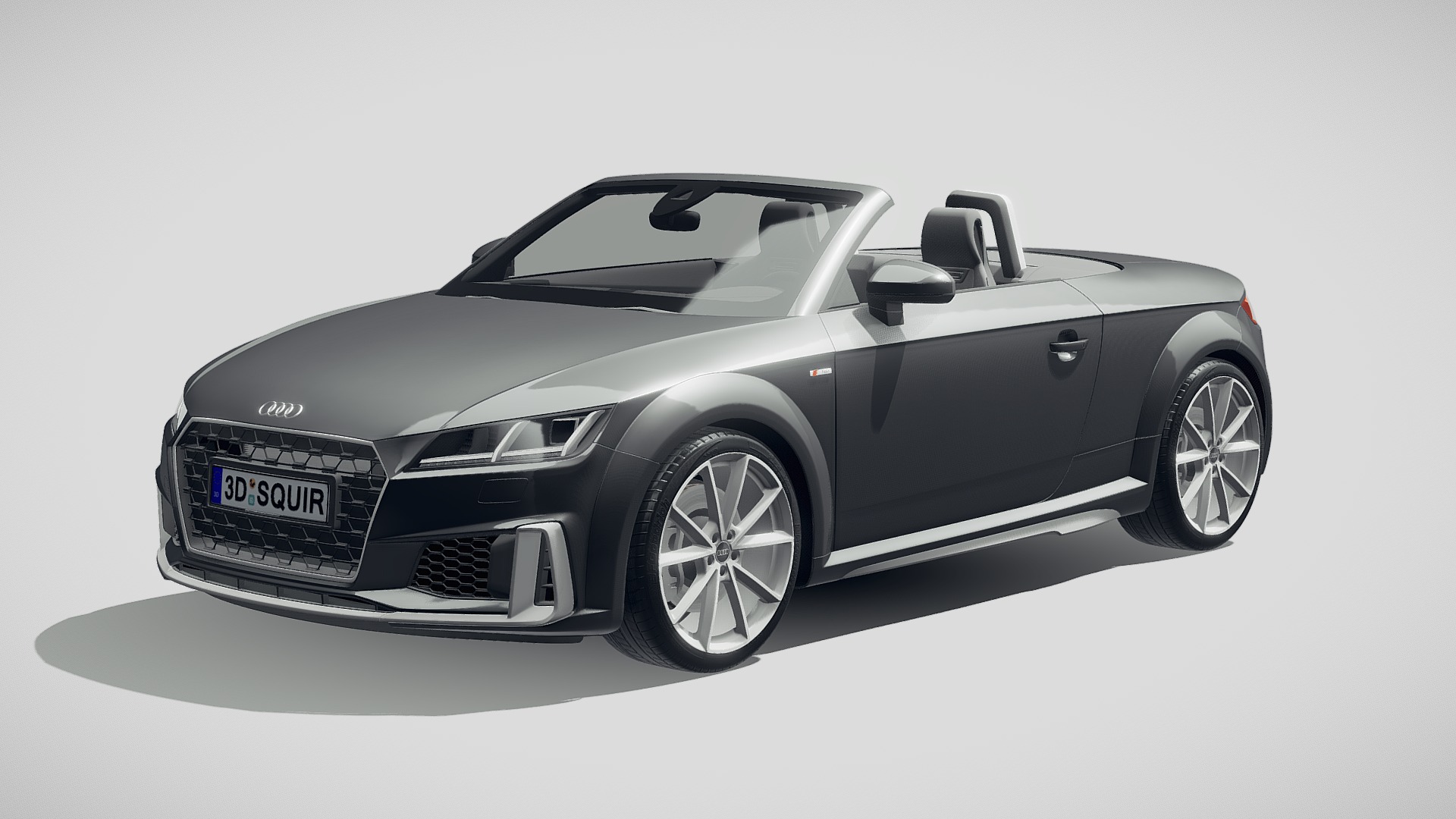 3D model Audi TT Roadster s line 2019 - This is a 3D model of the Audi TT Roadster s line 2019. The 3D model is about a black car with a white background.