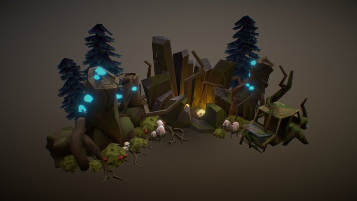 Low Poly Forest Environment 3D Model