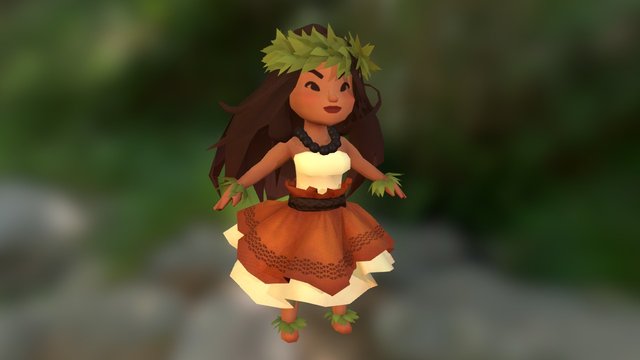 Kahiko Hula Dancer 3D Model