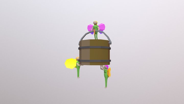 Bucket With Fairies 3D Model
