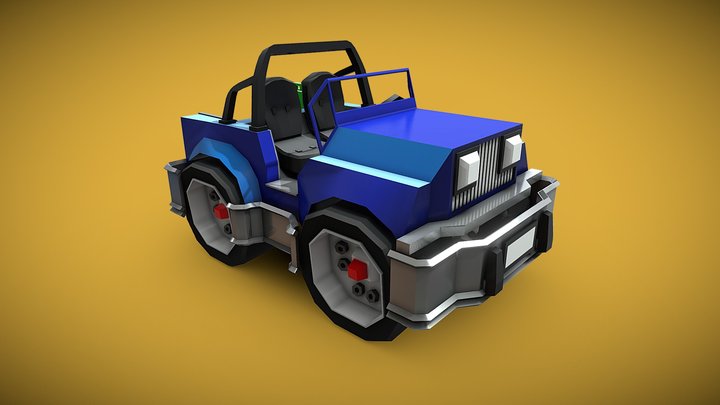 Blu Offroad Car - toon model 3D Model
