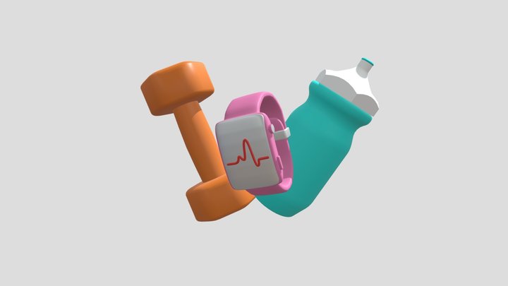 Bottle + Smart Watch + Dumbbell – Free 3D Model STL