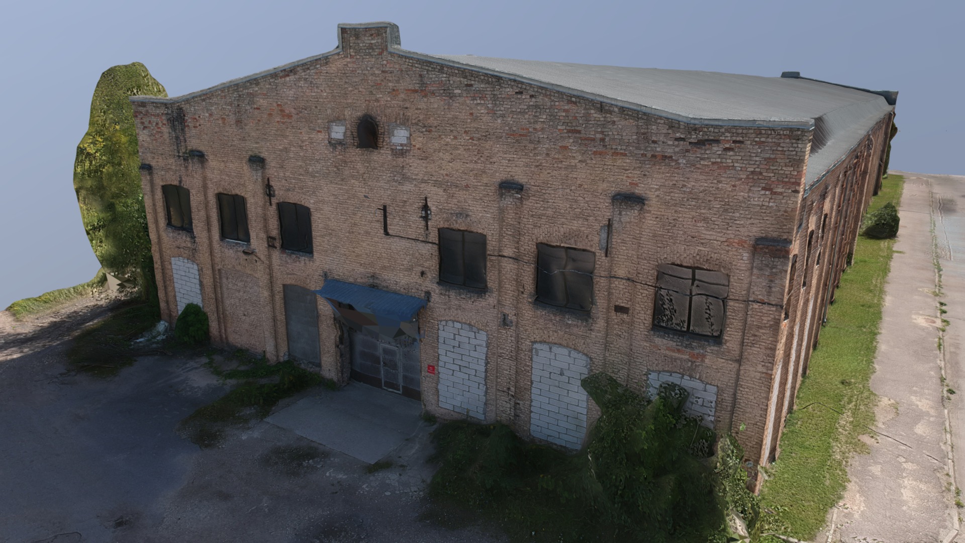 3D model Old Abandoned Soviet Factory - This is a 3D model of the Old Abandoned Soviet Factory. The 3D model is about a building with a road in front.