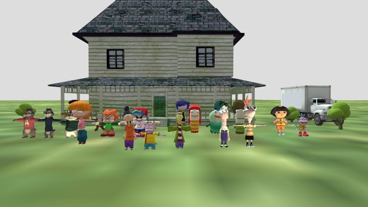 Crossover Characters Monster House 45 Years Ago 3D Model