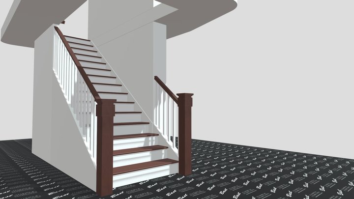 pg balusters/stained box newels w/ cove cap 3D Model