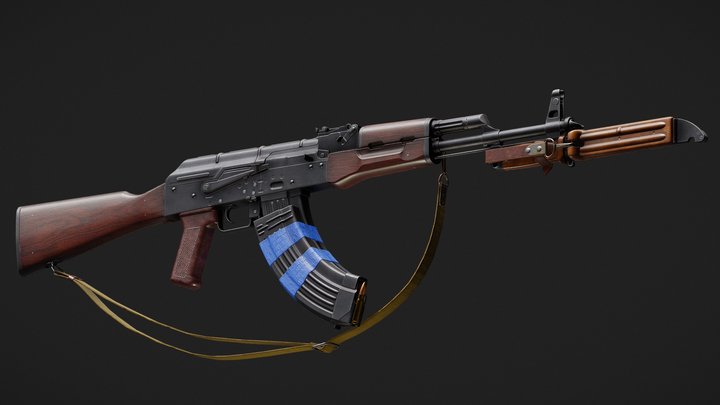 AK with 6x4 Bayonet 3D Model