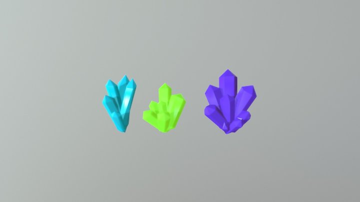 Low Polly Crystals 3D Model