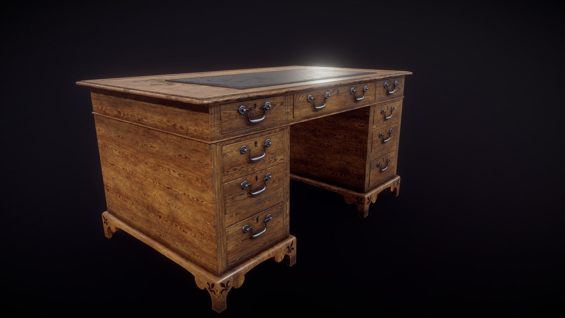 3D model Wooden Table - This is a 3D model of the Wooden Table. The 3D model is about a wooden chest with drawers.