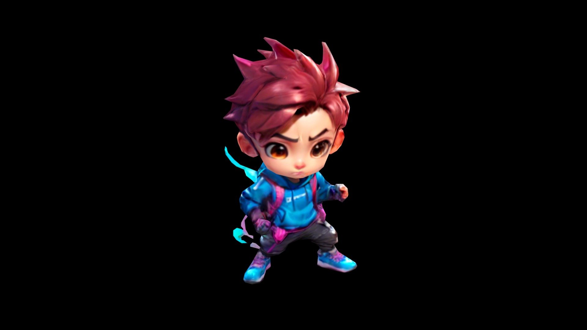 Digital Art Cartoon Boy with Spiky Hair and Brig - Download Free 3D ...