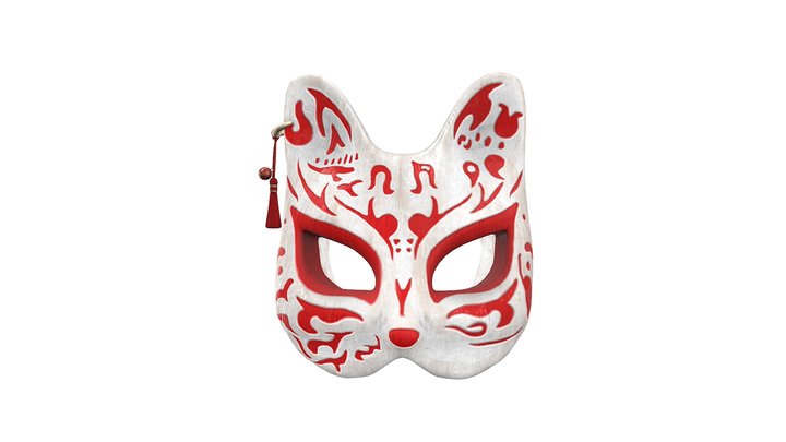 Blood Kitsune Mask 3D Model