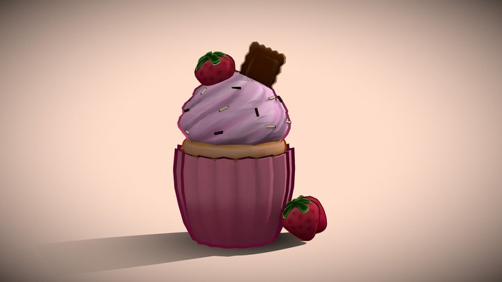 Strawberry cupcake 3D Model