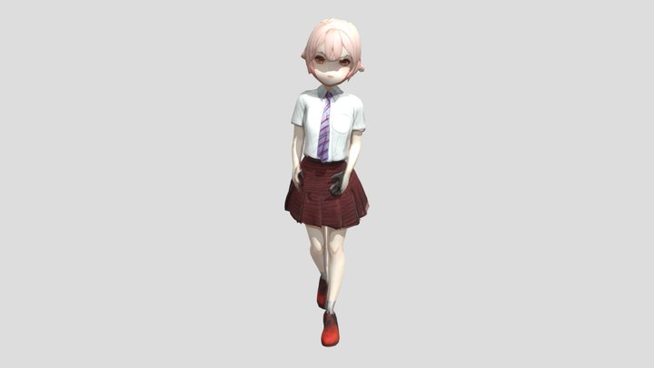 Pink-Haired Student 3D Model