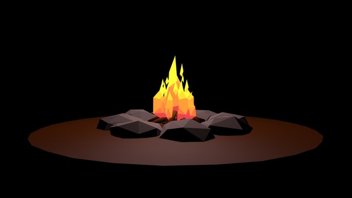 Low Poly Campfire 3D Model