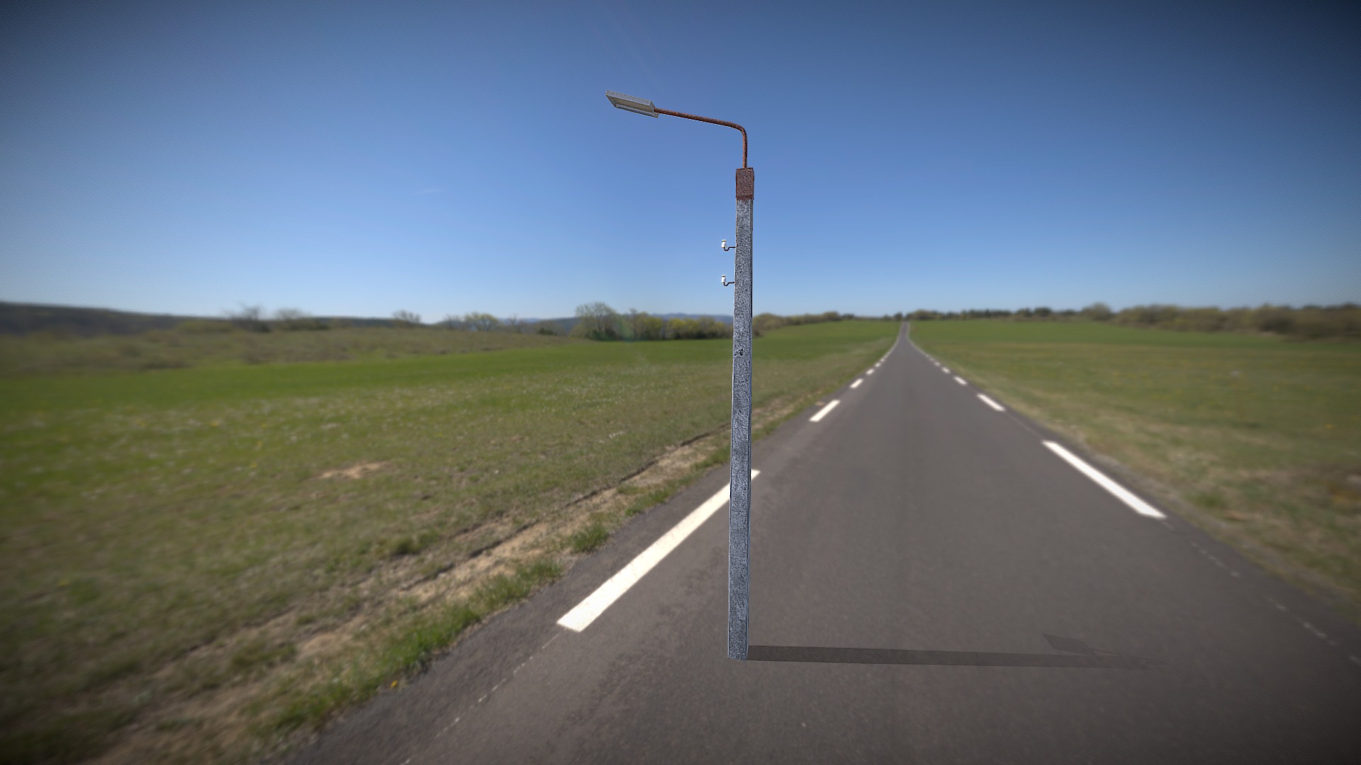 3D model Lamp Post 1 - This is a 3D model of the Lamp Post 1. The 3D model is about a road with a pole on the side.