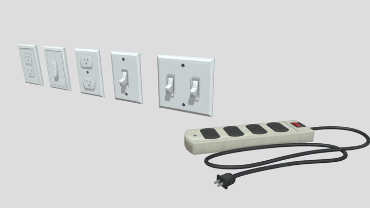 Power Plug, Outlet, Soket, Connector Strip 3D Model