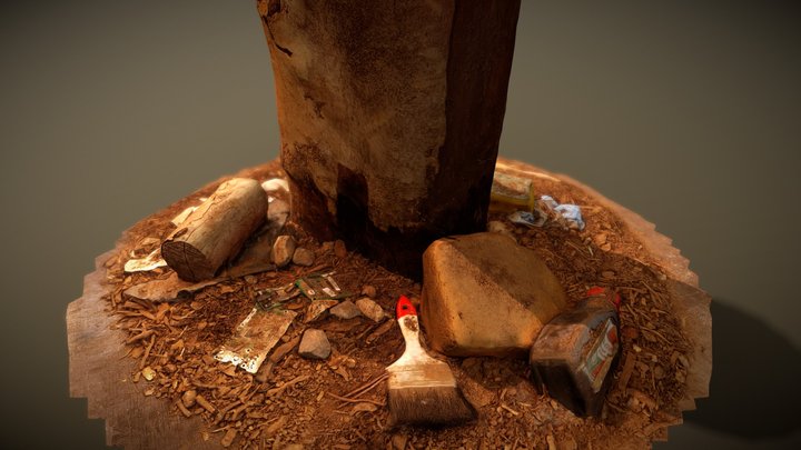 Tree Stump Garbage Dump 3D Model