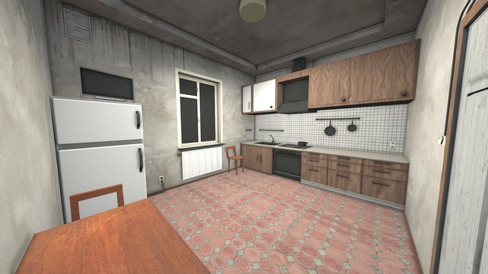 Kitchen in rent flat- Free 3d scene static