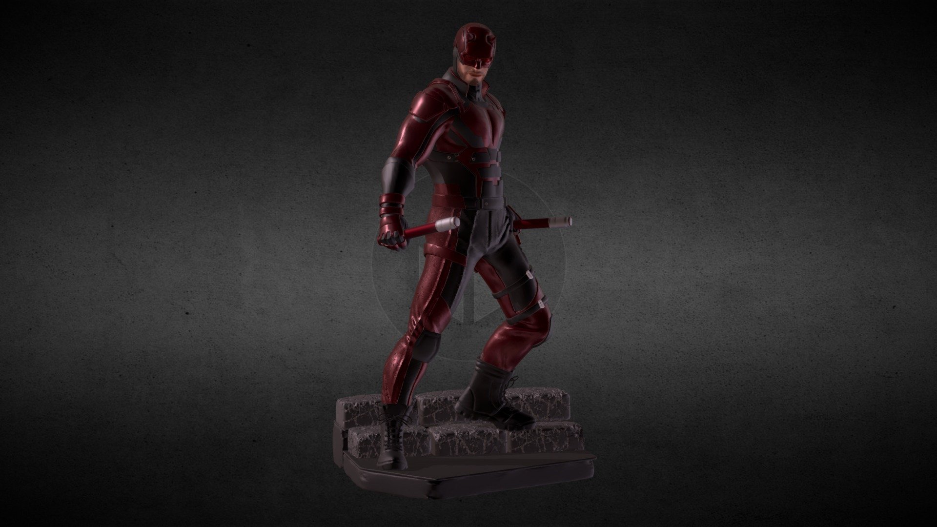 Daredevil (netflix) statue - 3D model by helsthe8th (@helsthe8th