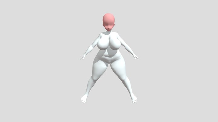 Anime 3D Girl Base Mesh with Basic Rig 3D Model