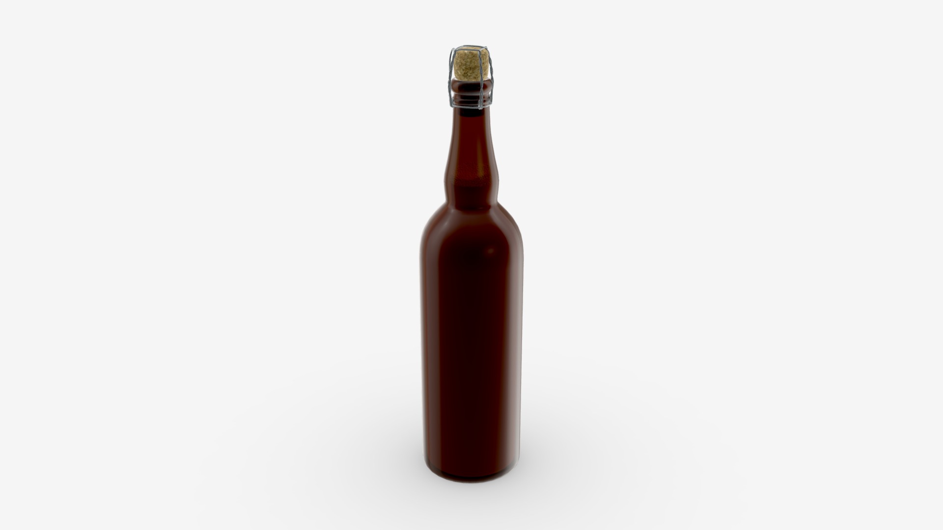 3D model Beer bottle blank with cork - This is a 3D model of the Beer bottle blank with cork. The 3D model is about a bottle of red liquid.