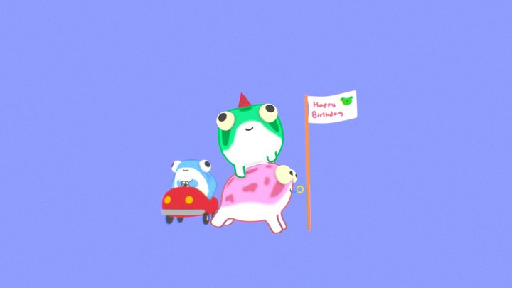 Happy Birthday Frog 3D Model