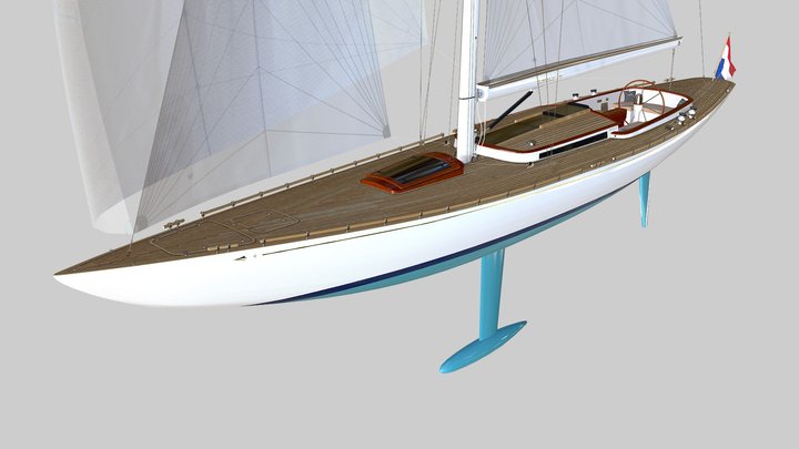 Leonardo Yacht Eagle 54 White-Cyan 3D Model