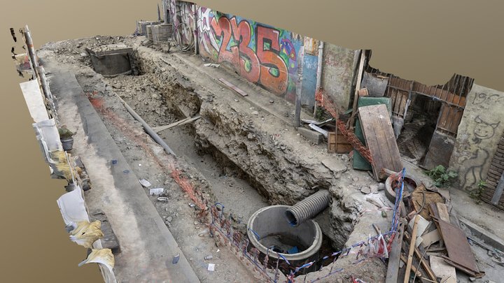 Construction site on a narrow street 3D Model