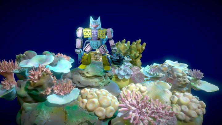 Coral and Ocean Bed Cleaning Robot 3D Model