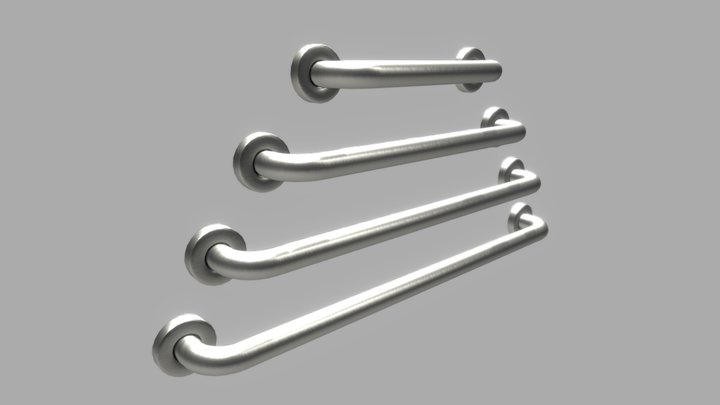 HELVEX - Straight satin safety bars 3D Model
