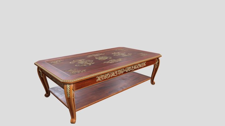 Beautiful furniture：Gold long table 3D Model