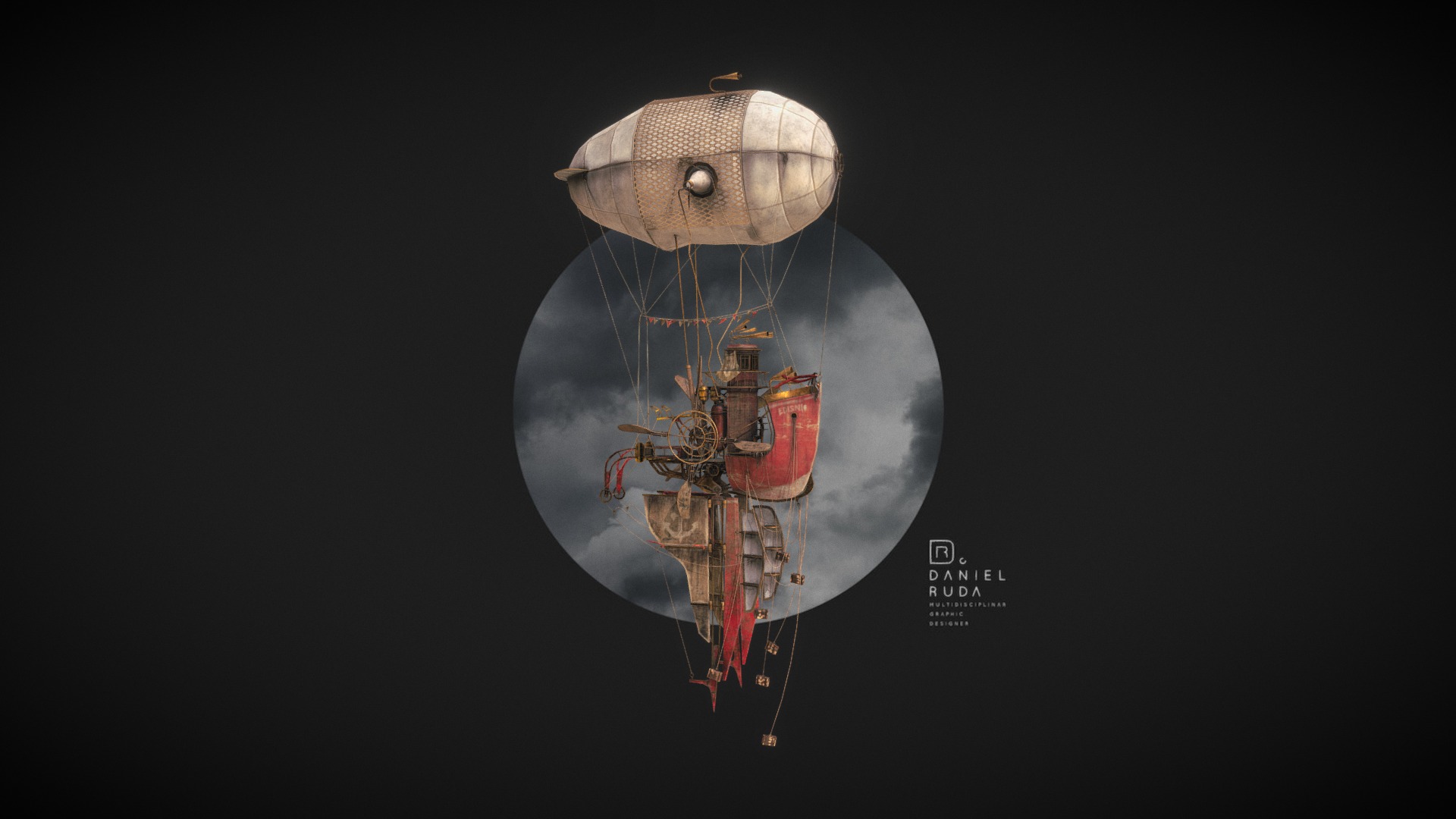 3D model Fantasy Airship - This is a 3D model of the Fantasy Airship. The 3D model is about map.