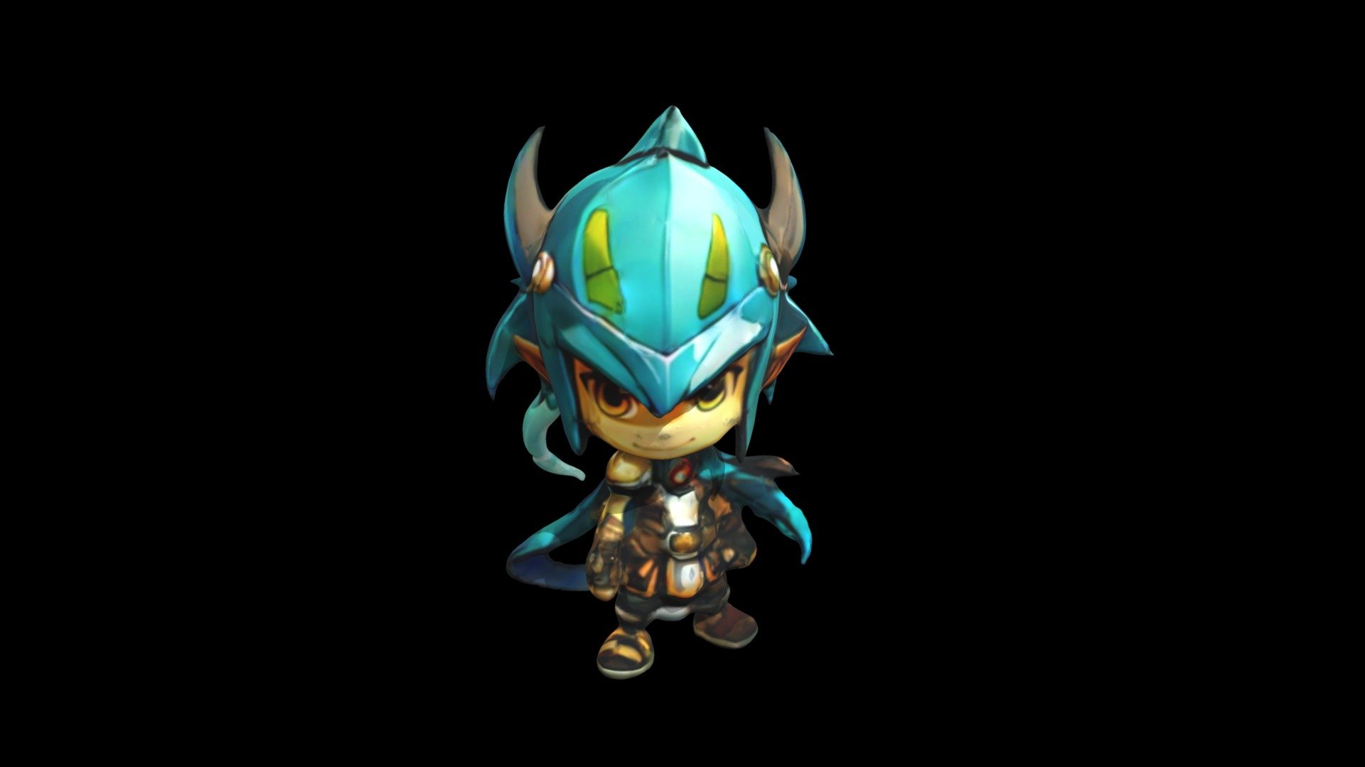 a cartoon character with horns and a blue hel - Download Free 3D model ...
