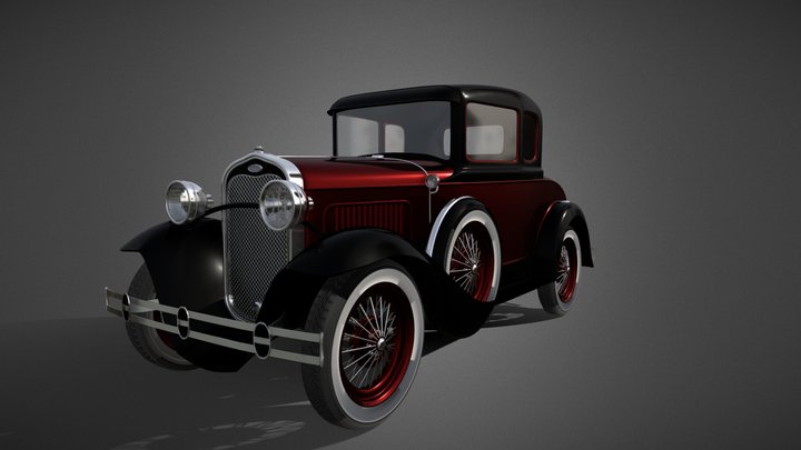 Ford Model A 1930 Deluxe Coupe Export 3D Model