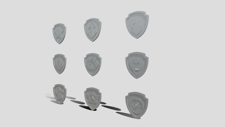 Printable Paw Patrol Fan Emblem Set 3D Model