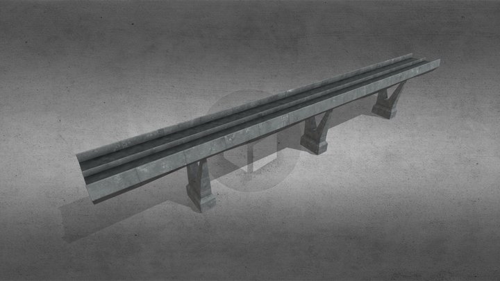 Large Concrete Bridge 3D Model