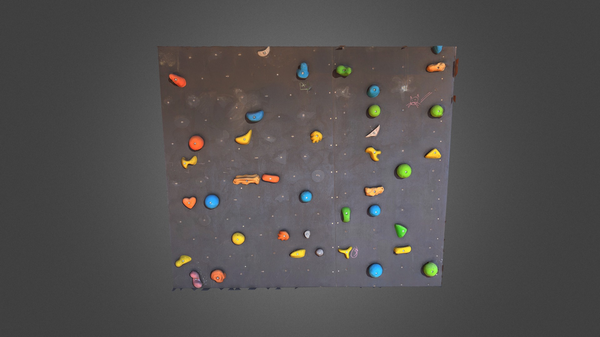 3D model Climbing wall, indoor rock bouldering - This is a 3D model of the Climbing wall, indoor rock bouldering. The 3D model is about a square object with colorful dots on it.