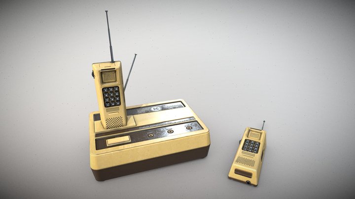 Retro Cordless Telephone 3D Model