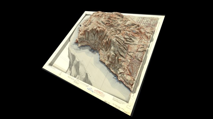 San Pedro, CA 1942 USGS Historical Map 3D Model