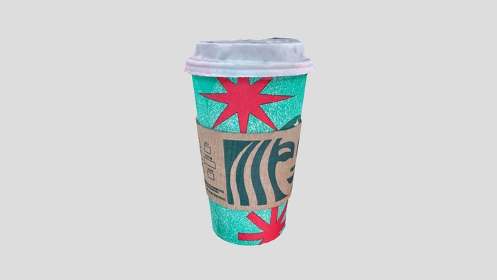 Starbucks hot grande cup with lid and sleeve 3D Model